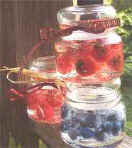 Mouth watering fruits....candles with the look & smell of fresh picked blueberries,strawberries and peaches.